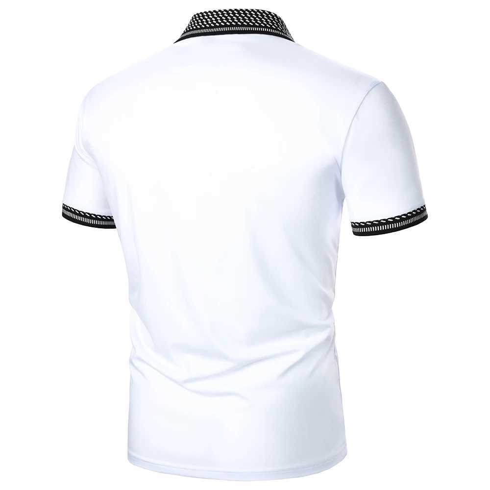 Mens polo shirt mens short sleeved polo shirt solid color casual mens summer new urban business lapel ribbed polo shirt W250414