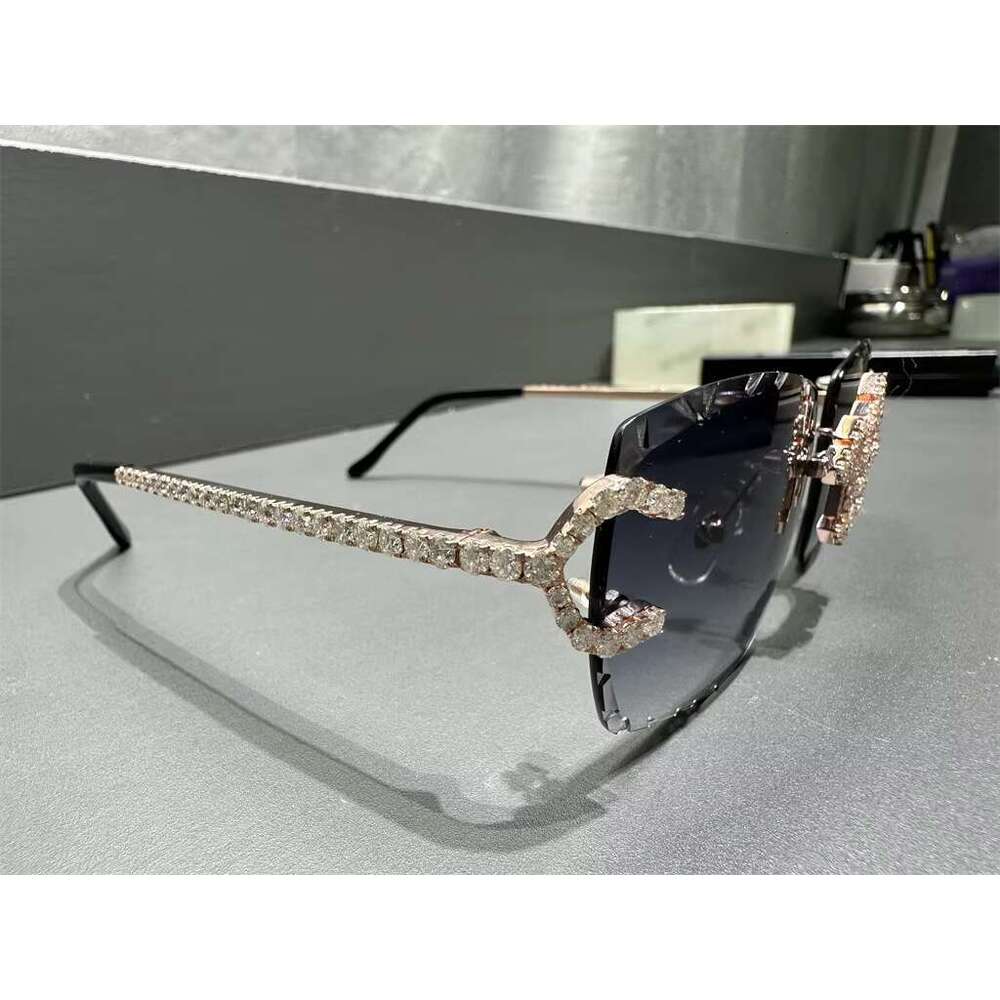 2025Factory Rectangle Glasses Sun Frame Women Men Sunglasses Moissanite Dia SunglassMoissanite sunglasses
