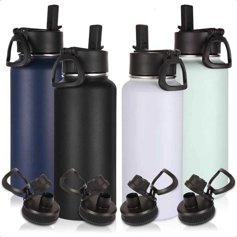 32 oz Insulated Water Bottles Bulk 4 Pack with Straw Lid Spout LidStainl Steel Sports Water Bottle Double Wall Vacuum Cups Leak C251114