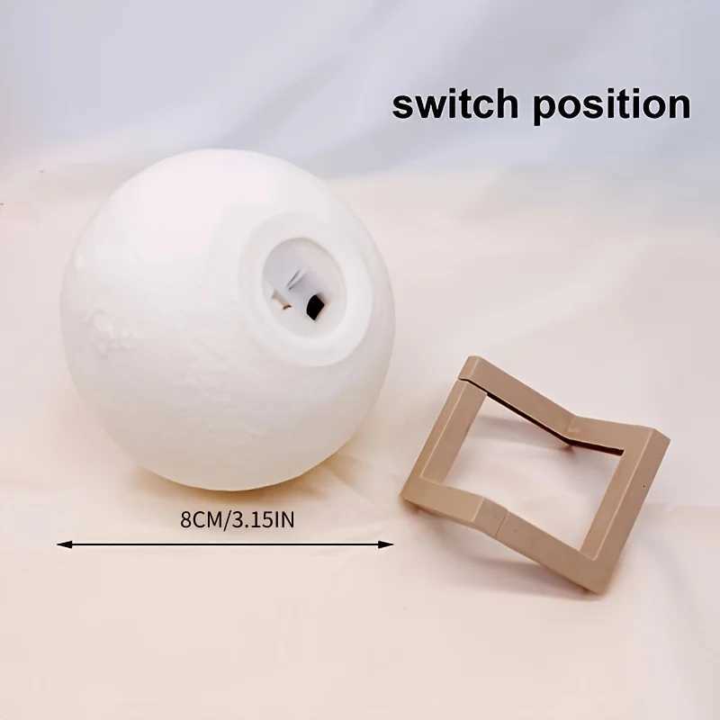 Pvc Moon Lamp Usb Rechargeable 3d Night Light Led Ambient Light Pvc Material Lampshade Three Light Modes Are Adjustable M251114