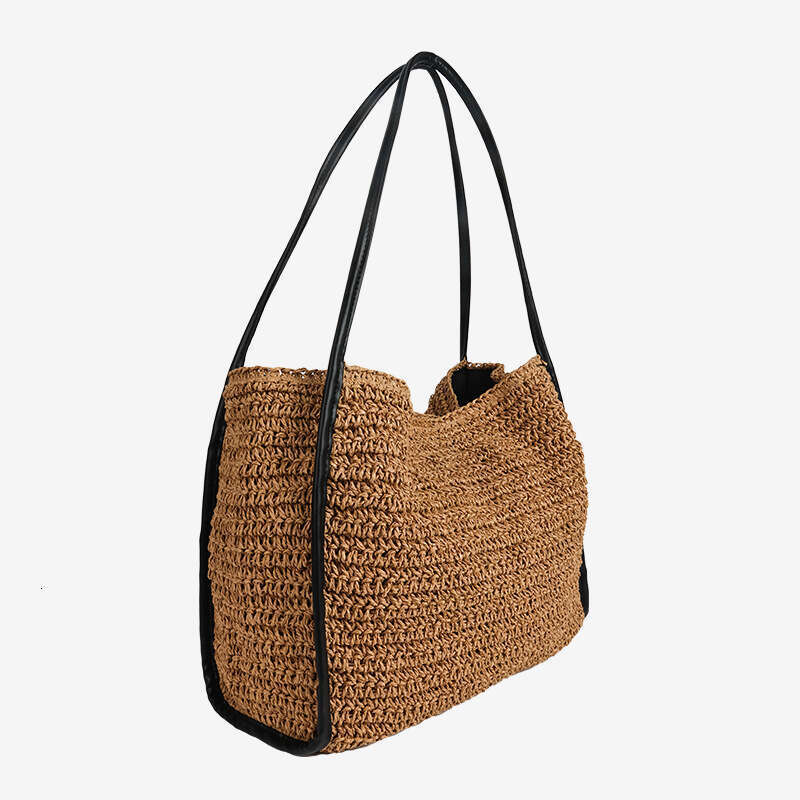 Handmade Beach Bag Minimally Designed One Shoulder New Casual Large Capacity Woven Vacation Beach Bag, Versatile Women's Bag Kq2