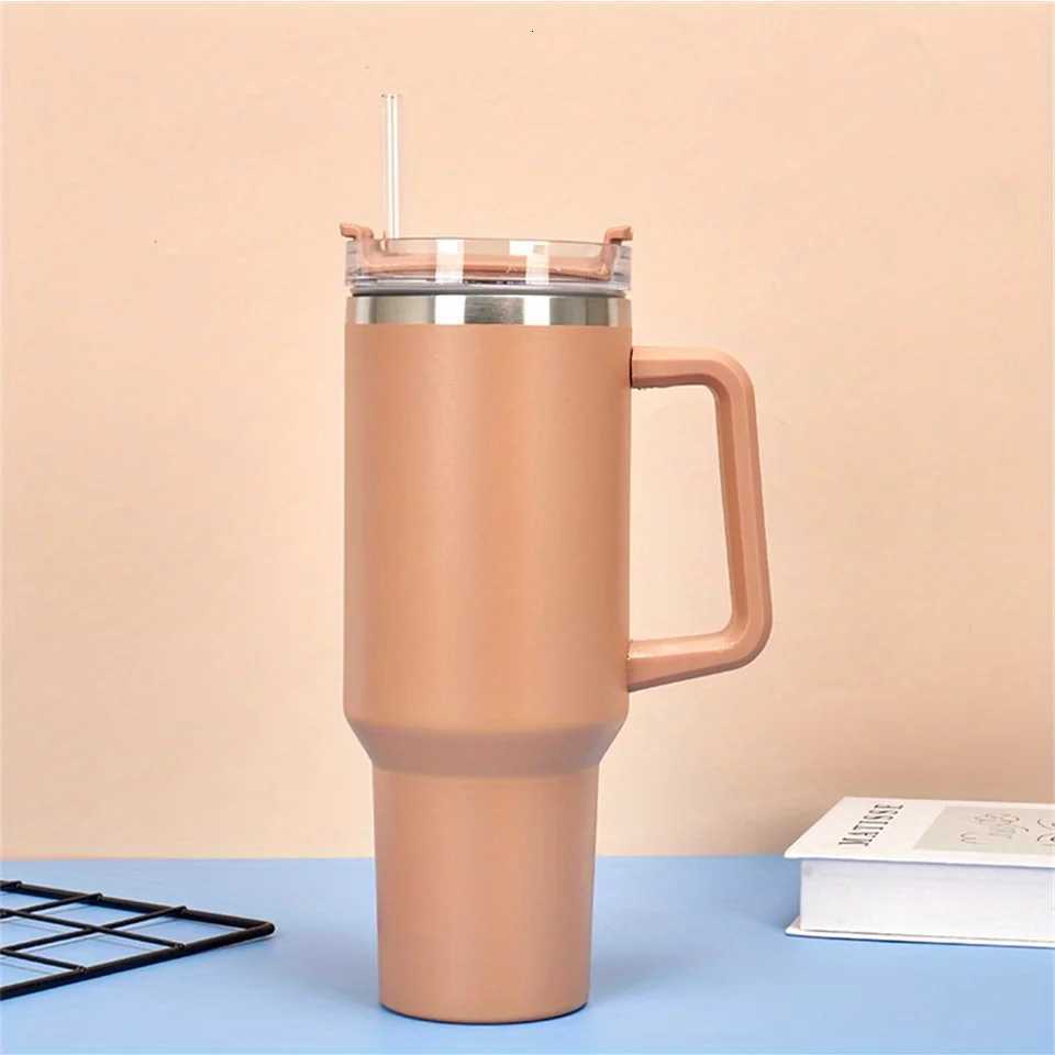 40oz 304 Stainless Steel Insulated Water BottleThermal Coffee Car Cup Cold Hot Mugs Vacuum Flask With Handle StrawFor Sport C251114