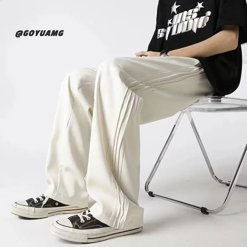 Spring/Summer US Straight Loose Yellow Retro Mens Loose Casual Pants 250410