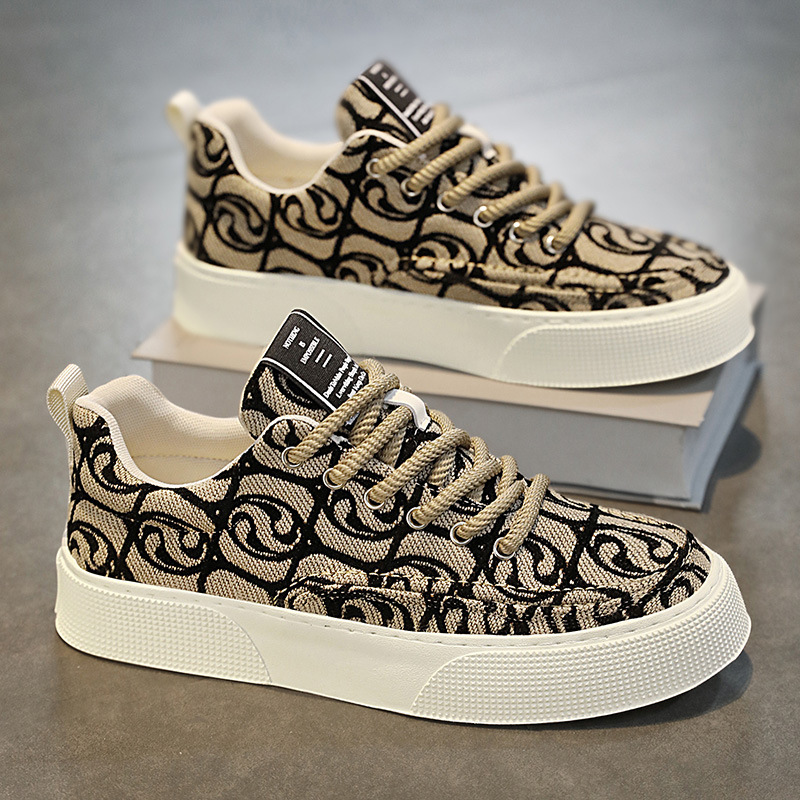 Canvas shoes men low top summer new small low-top printed board shoes men thick sole sports casual fashion shoes