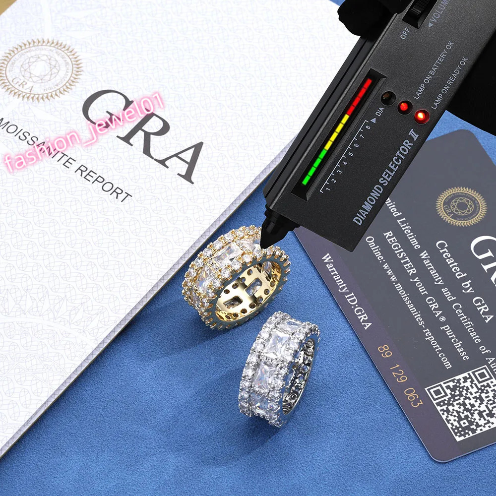 Sparkling Lab VVS Diamond 925 Silver Ring Jewelry Double Row Stone Moissanite Eternity Ring For Women And Man