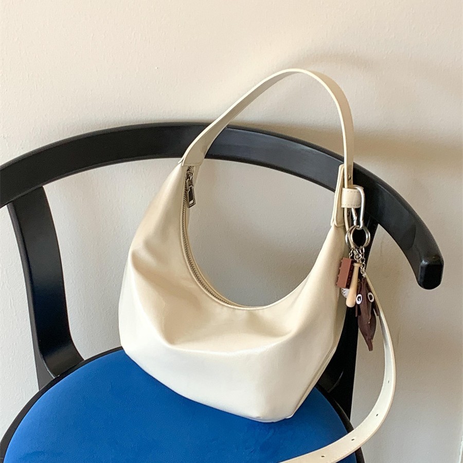 Chic Simple Shoulder Messenger Bag for Women - Soft Leather Dumpling-Style Armpit Carryall