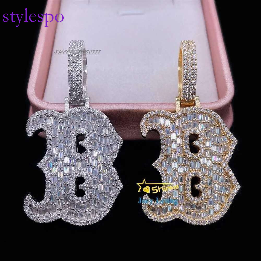 GRA Certificate Sterg Sier VVS Dia Mossinate Iced Out Jewelry Initial Letter Custom moissanite Pendant Hip Hop