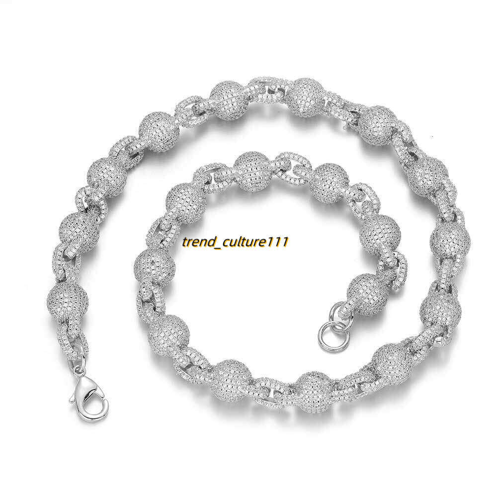 Hip Hop Jewelry 10.5mm Dia Bubble Ball Chain Moissanite Accessories Men's Necklace
