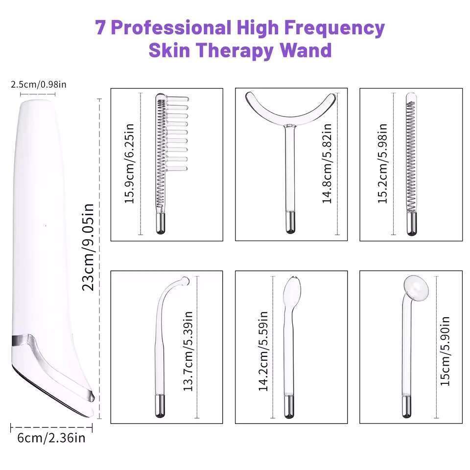 6 In 1 Touch Panel High Frequency Facial Hine For Hair Face Electrotherapy Wand Argon Treatment Acne Skin Care