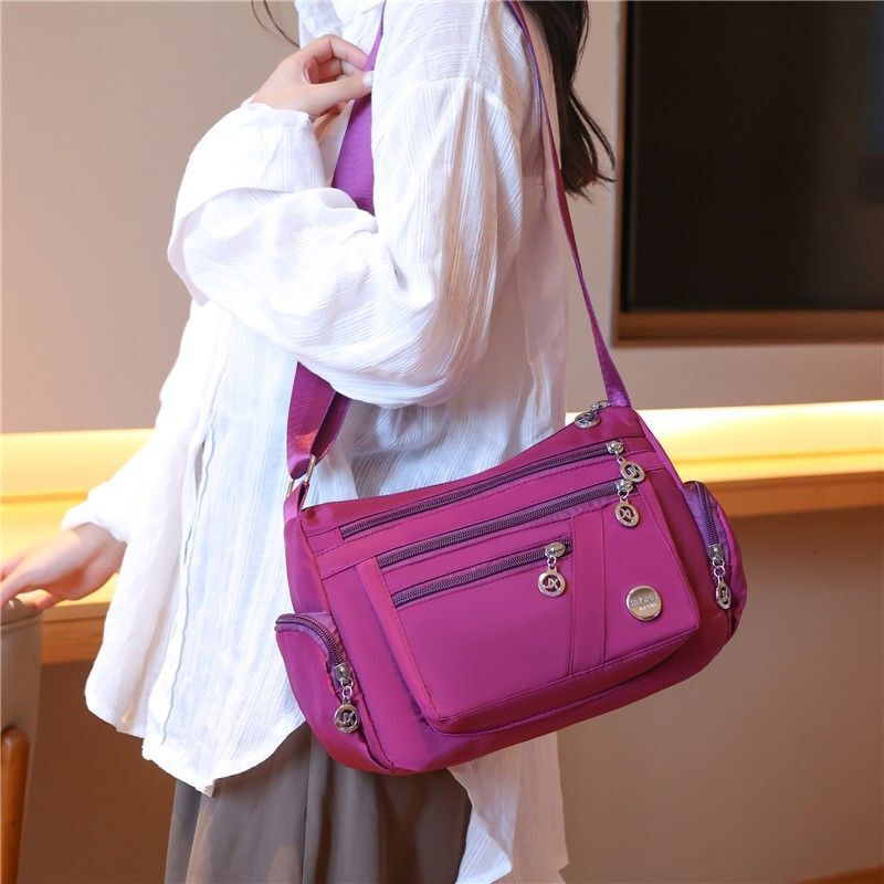 Nylon Waterproof Japanese And Korean Solid Color Shoulder Bag, Large Capacity Casual Storage, Women's Crossbody Bag
