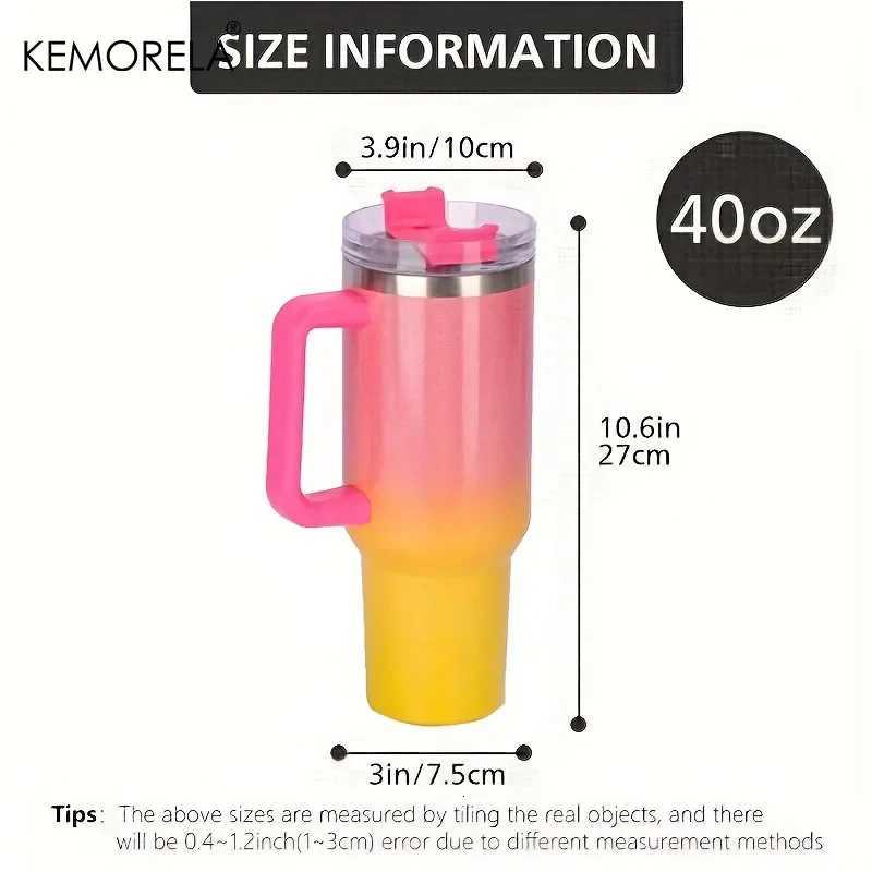 40oz Thermos Bottle Stainless Steel Cup Thermal Keeps Cold and Heat Water Bottle with Handle Rainbow Thermal Mug Car Leakproof C251114
