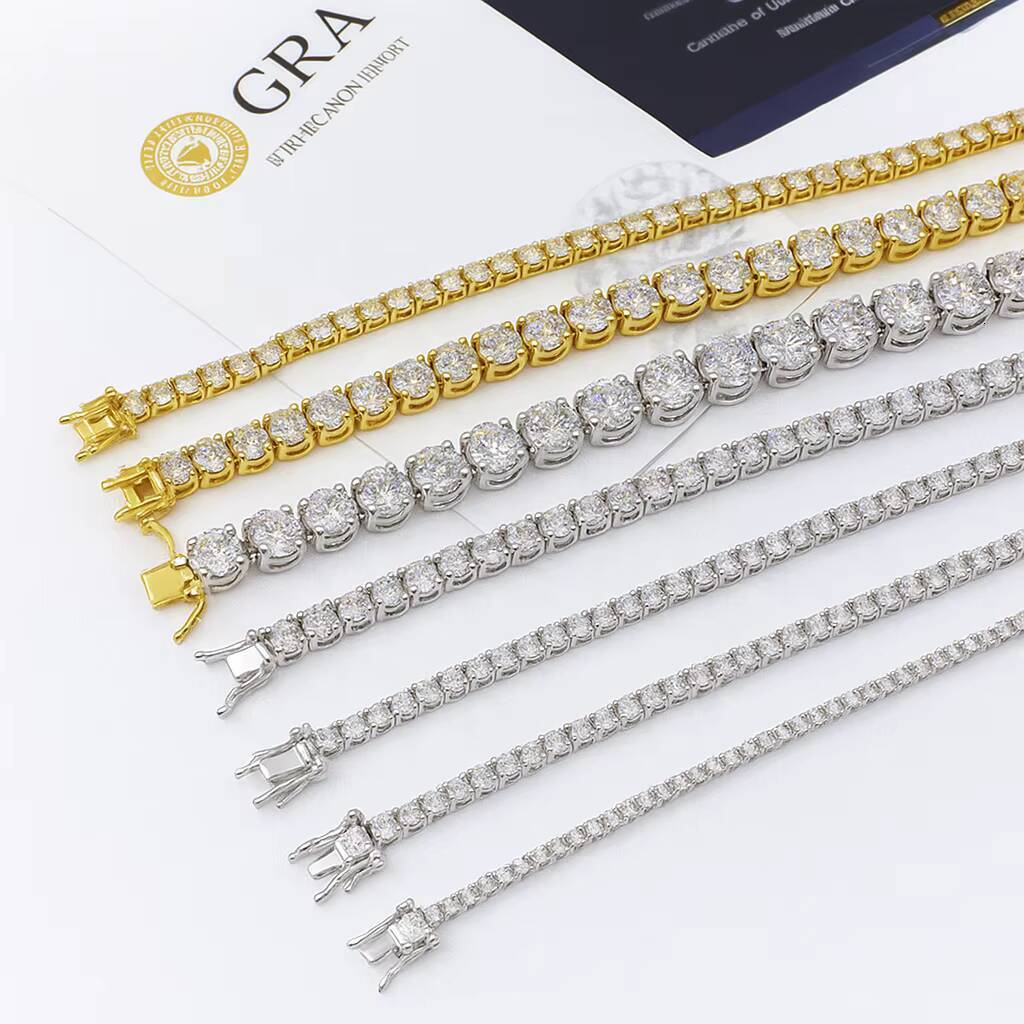 Trendy Moissanite 925 Sterling Silver Tennis Bracelet 3mm 4mm 5mm Moissanite Diamond for Men and Women