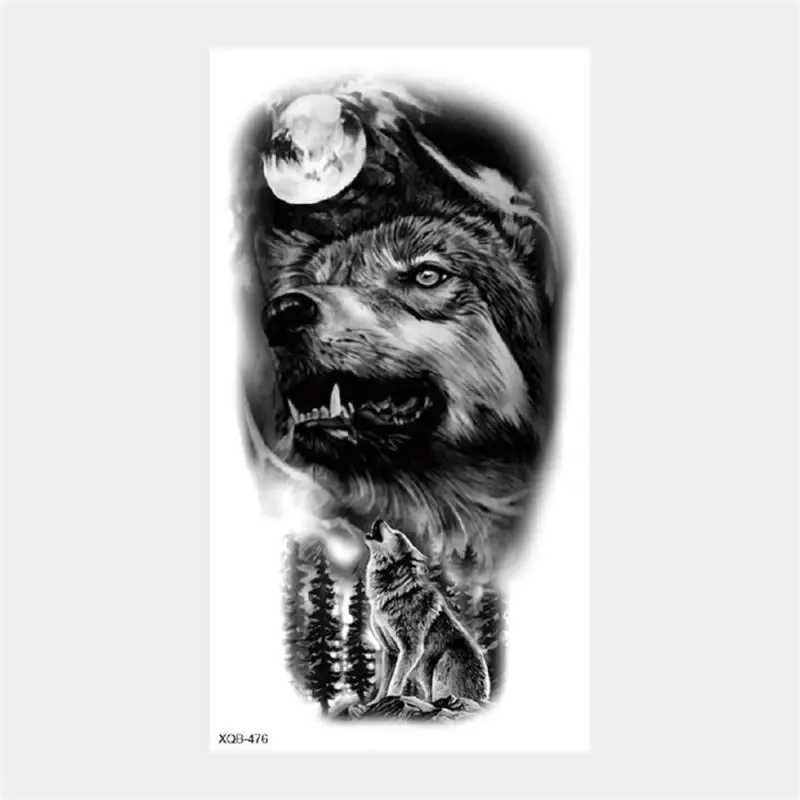 New Half Armed Animal Tattoo Stickers Dominate Lion Tiger Wolf Head Water Transfer Tattoo Stickers Durable and ColorfulXJ25414