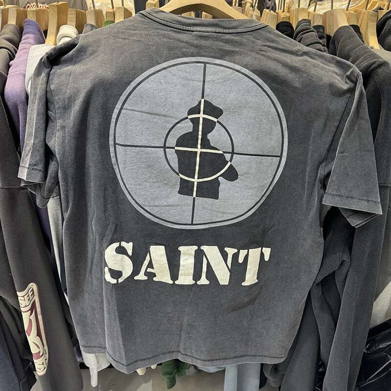 24fw Saint Retro Washed Public Enemy Graphic T Shirts High Street Casual Men Vintage Tees