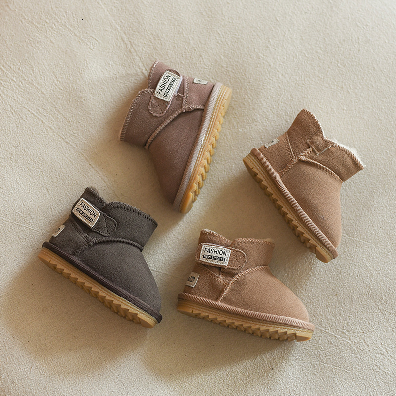 Winter Baby Snow Boots Warm Plush Leather Toddler Shoes Fashion Boys Girls Anti-slip Rubber Sole Baby Sneakers Infant Boots 241028
