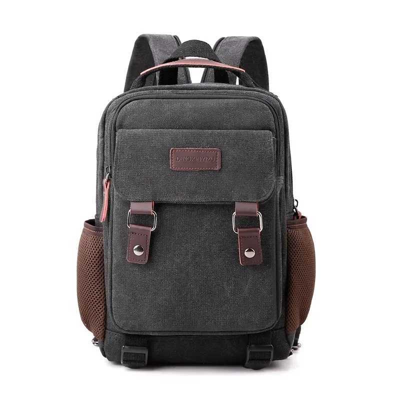 Small Mens Backpack Canvas Casual Backpacks for Men 2025 Mini Male School Bag Rucksack Man Multi-function Crossbody Bag TravelW251113