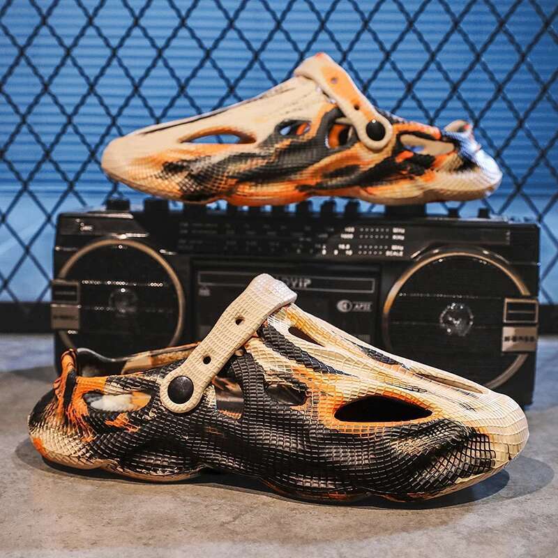 hot Men's Slippers Summer Soft EVA Beach Hole Outdoor Women's Slide Non-slip Tie-dyed Designer Personalized Hollow NEW Shoes 36-45