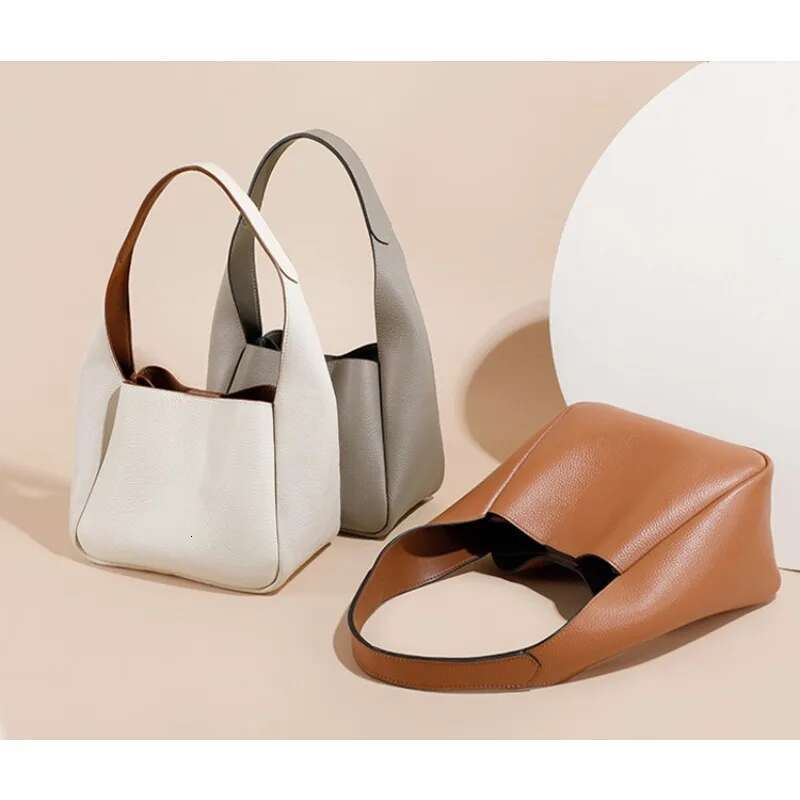 2025 Spring And Summer New Genuine Bucket Soft Leather Portable Large Capacity Fashionable Temperament Women's Bag