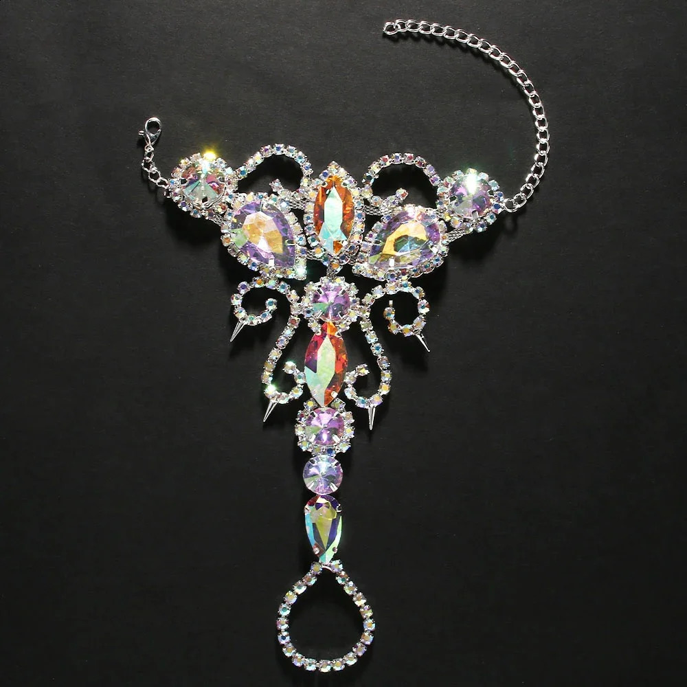 Sexy Colored Hollow Toe Chain Ankle Belly Dance Accessories Beach Barefoot Geometry Rhinestone Ankle Bracelet 250408