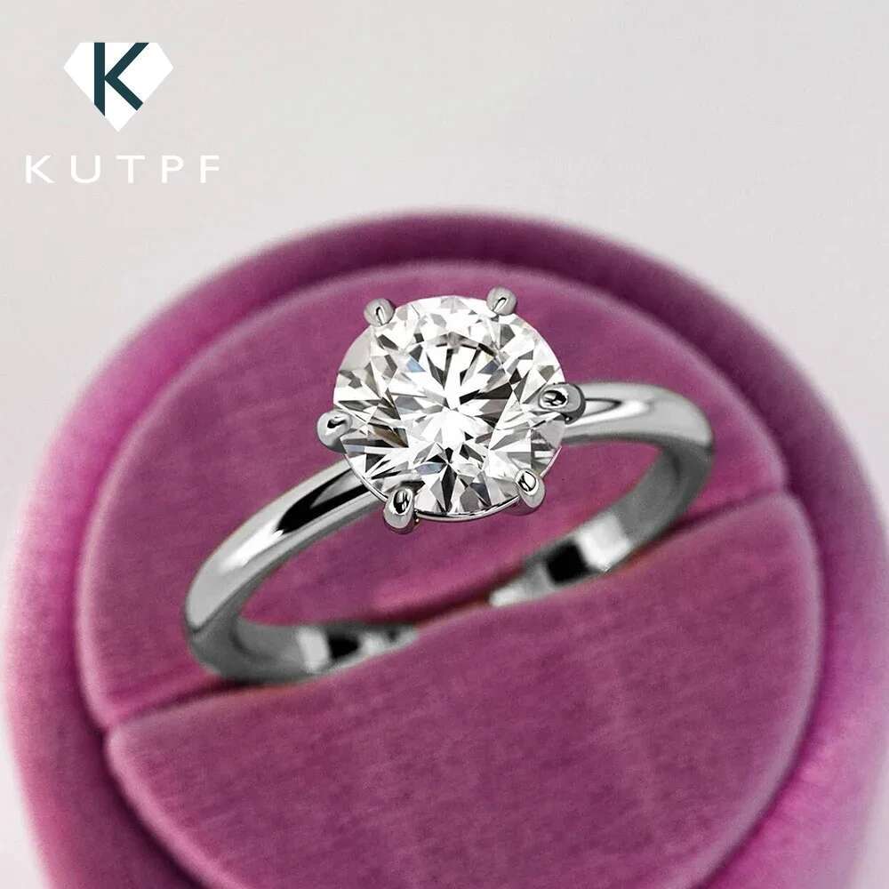 Moissanite Solitaire Engagement Ring 925 Sterling Silver with 18K Gold 3CT 6-Claw Round Diamond Ring Wedding Band for Women