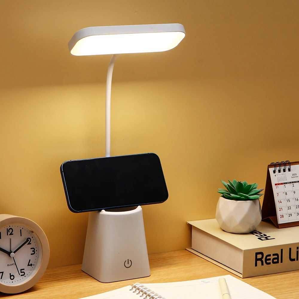 5V USB Touch Led Desk Light 3 Colors Adjustable Brightness with Phone Stand/Pen Holder Tube Light for Bedroom Office Study Roo M251114
