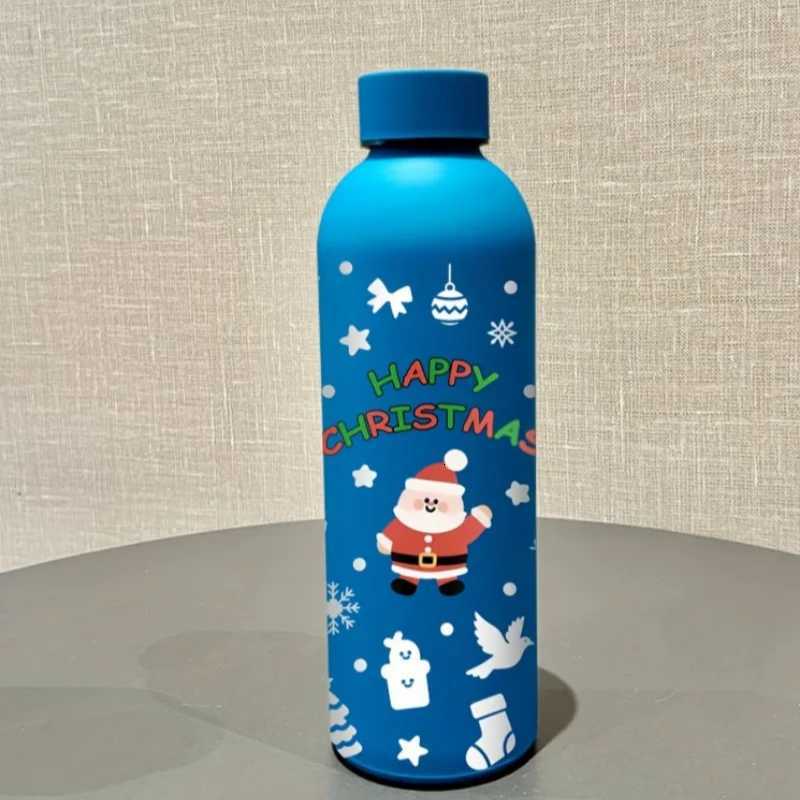 3D Printed Stainless Steel Christmas Cute Santa Cup Portable Fashion PVC-Free Leak-Proof Matte Finish Water Bottle C251114