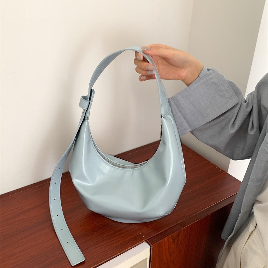 Chic Simple Shoulder Messenger Bag for Women - Soft Leather Dumpling-Style Armpit Carryall