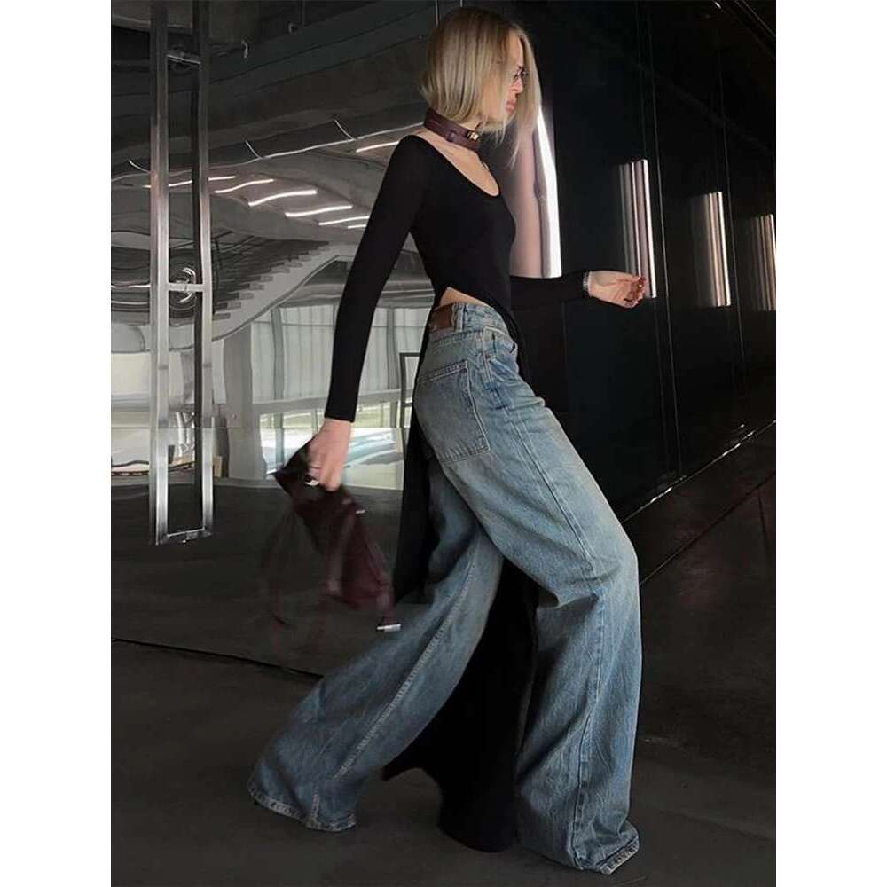 Nibber Classic Women Long Top Irregular Autumn Simple Temperament Trend Solid Street Casual Special Stretchy Chic Fit Tees