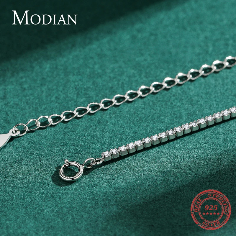 Modian Classic Full Clear CZ Necklace Solid 925 Sterling Silver Sparkling Choker Necklaces For Women Statement Jewelry 250407