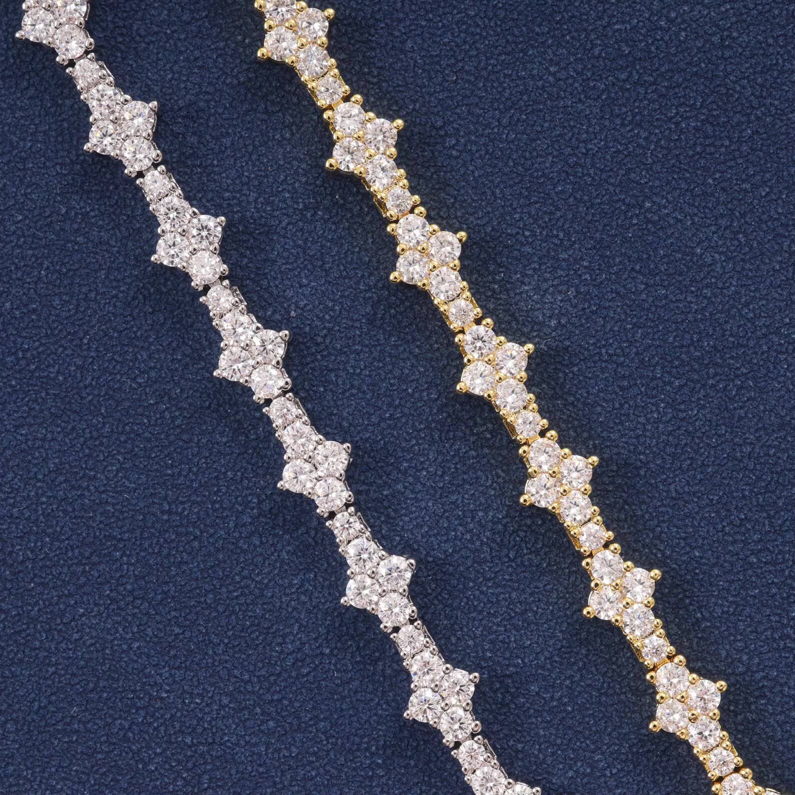 Hip Hop Star Jewelry Hot Sale 3mm 5A Cubic Zirconia Diamond Tennis Chain Brass With 18K Gold Plated Bracelet for Gift Wedding