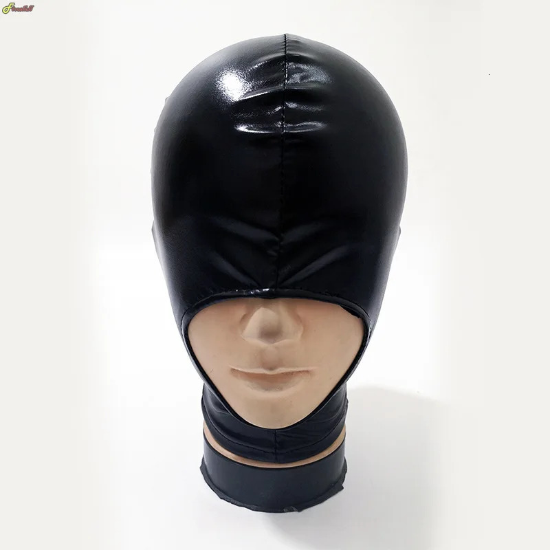Halloween Latex Hood Mask Leather Fetish Head Hood Sexy Black Cosplay Mask for Women Men Party Role Games Performance Costumes 250410