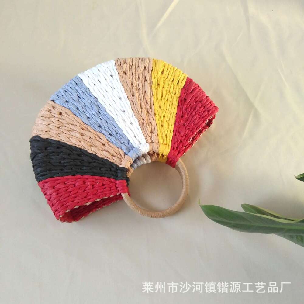 Handmade Beach Bag 2025 New Korean Handmade Straw For Vacation Beach Weaving Women's Bag, Casual Handheld 7-Color Coarse Rope Woven Bag Kq2