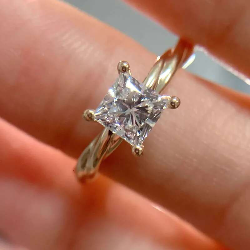 1 2 3 4 5 Carat Au750 18K White Gold Ring luxurious princess shape moissanite Diamonds Wedding Engagement Anniversary Gift Ring