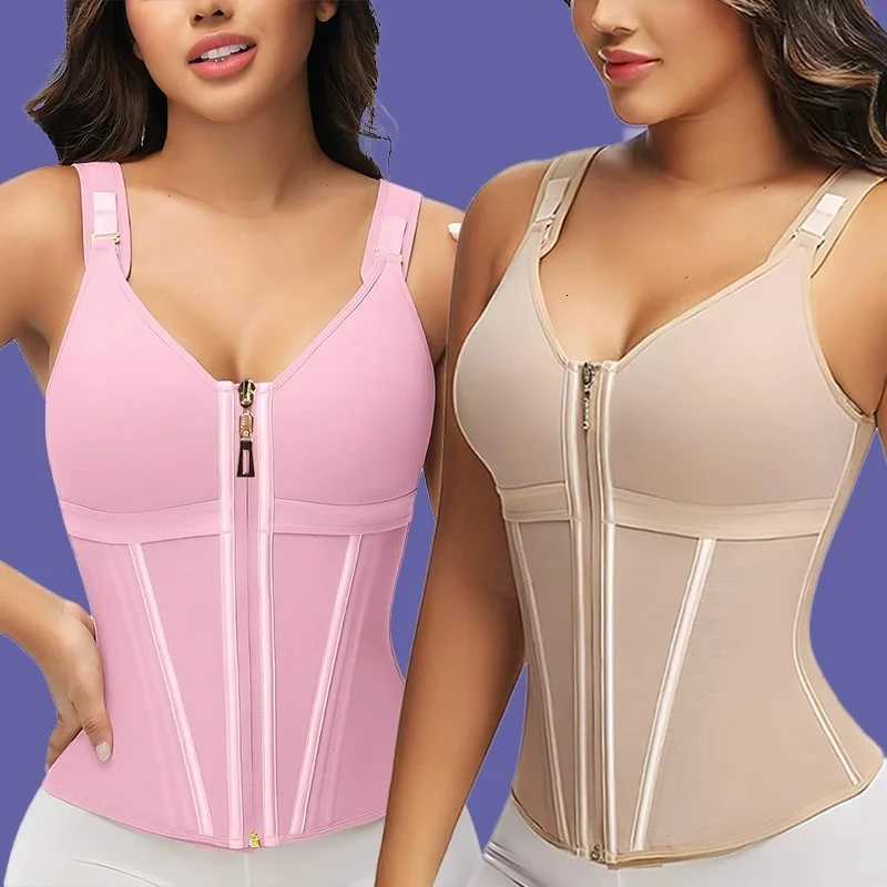 Purple Vest Faja Colombian Girdle High Compression Waist with Zipper Slimming Tummy Control Shapewear Body Shaper Corset W251114