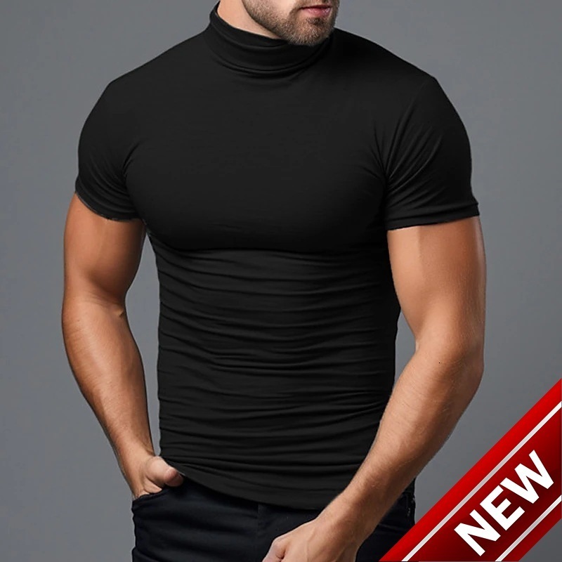 2023 Summer High Collar Underlay Mens Short Sleeve Mens T-Shirt Mens Underlay Top Mens T-Shirt