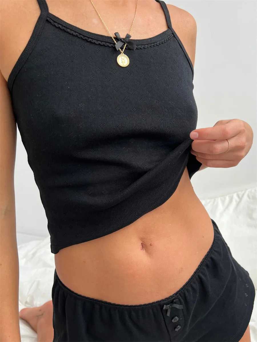 Fairy Kaii womens 2-piece set y2k aesthetic spaghetti shoulder strap velvet top button short 2000s matching home wearXJ250414