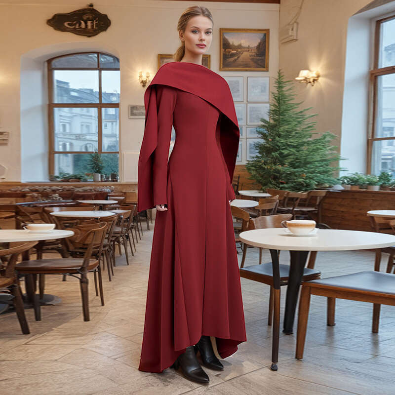 Designer Elegant Irregular Vietnamese Shawl Dress - Spring & Summer Collection with Side Slit Feature