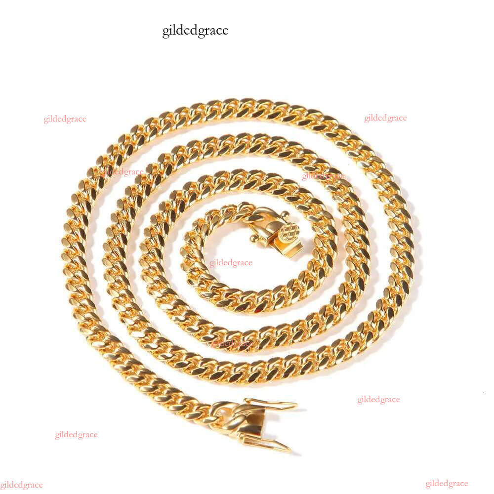 8mm/10mm/12mm/14mm/16mm Miami Cuban k Chain Stainless Steel Mens 14K Gold Chains High Polished Punk Curb Necklaces NO2