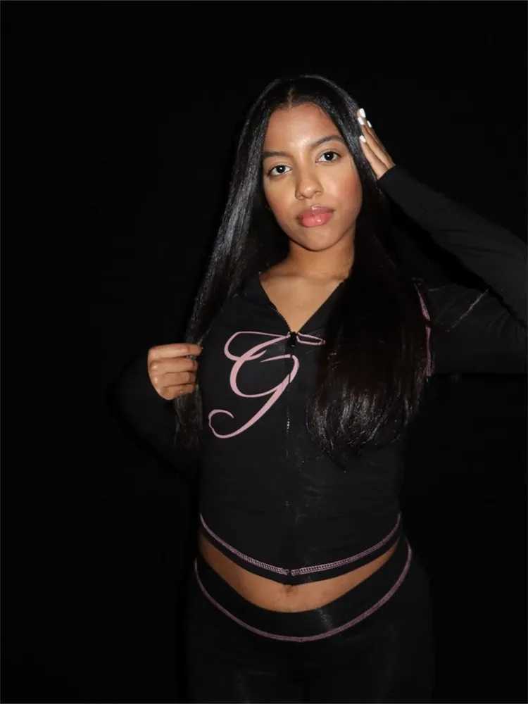 Spring 2025 New Casual Womens Long Sve Zipper Hoodie Top and Pants Streetwear White Two Piece SetXJ250414