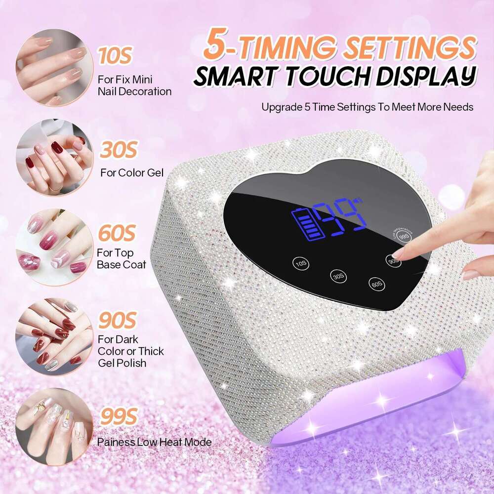 Cordless 30Leds 72W Professional LED Nail Lamp With Touch Display UV Light For Gel Nails Built-In 5-Timer Modes