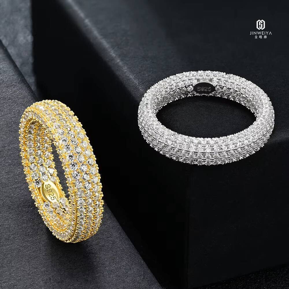 High-quality Wedding and Engagement Hip-hop Jewelry Zircon 925 Sterling Silver Rings Couple Rings for Men and Women