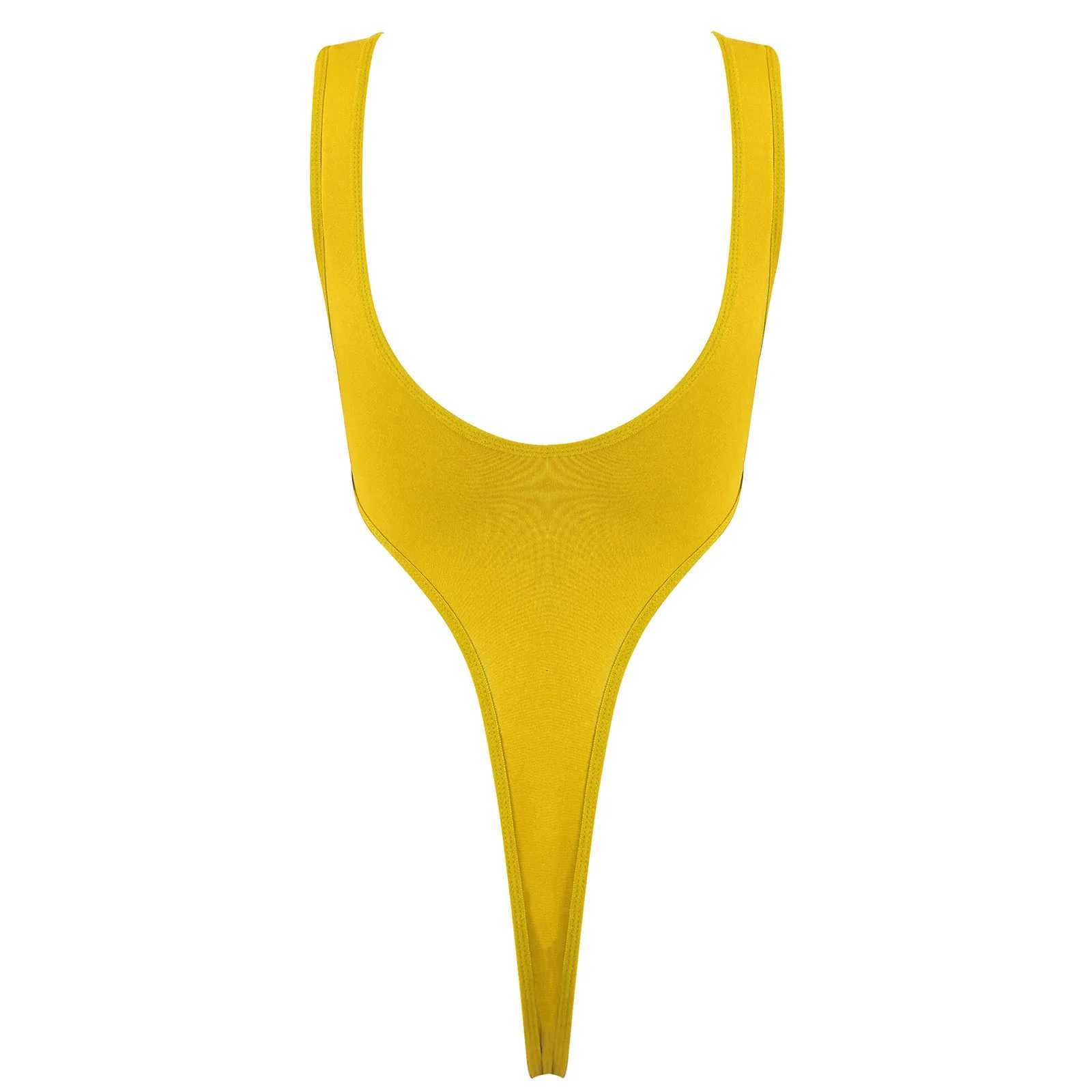 Womens Swimsuit One Piece Silky See Through Sheer Lingerie Swimwear Deep Scoop Neck Sleeveless High Cut Thong Leotard BodysuitW251113