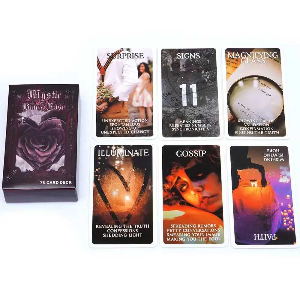 Mystic Black Rose Oracle Deck 78 Pcs Situations Tarot Cards Twin Flame Love Keywords Deck Healing Shadow Work Unique Board Game C251114