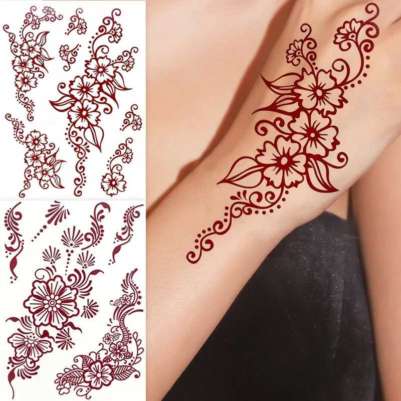 Chestnut nail flower tattoo stickers for hands and body temporary tattoos for women and fake tattoos for weddingsXJ25414