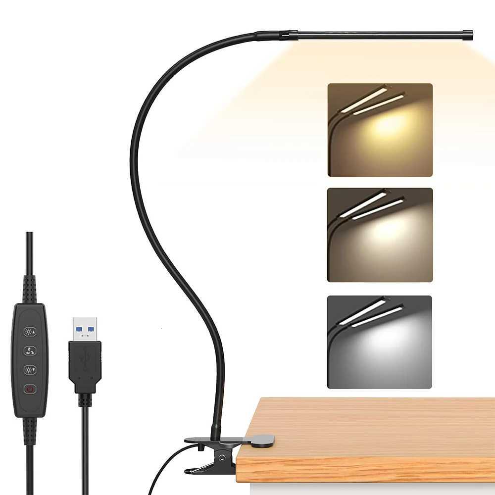 LED Desk Lamp with Clamp Adjustable 3 Color Modes 10 Brightness Level Table Lamp USB Eye Caring Flexible Gooseneck Desk Light M251114