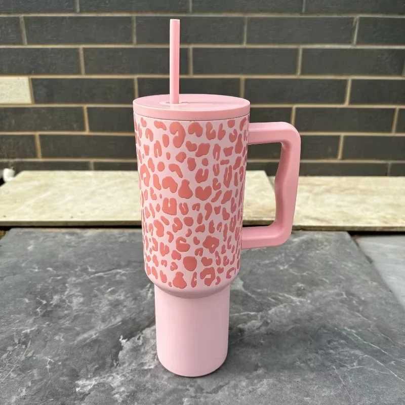 Leopard Print Fashionable Spicy Girl Thermos Cup with Large Capacity and Handle Water Cups Car Portable Thermos Cup Fashion Item C251114