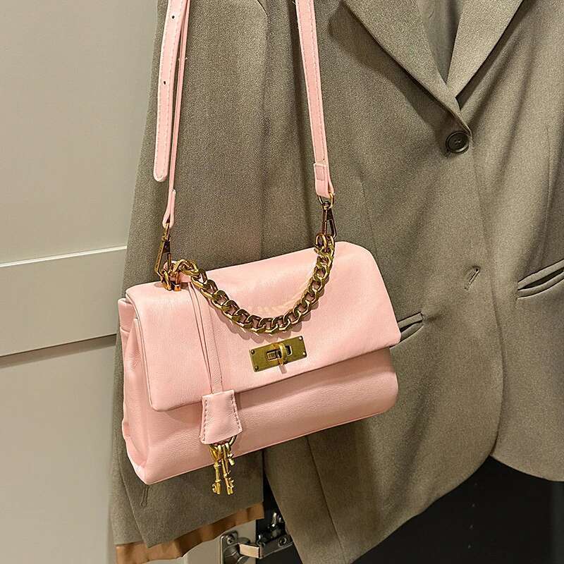 Vintage Crossbody Bag For Women - Solid Color Handbag With Designer Lettering & Commuter Style