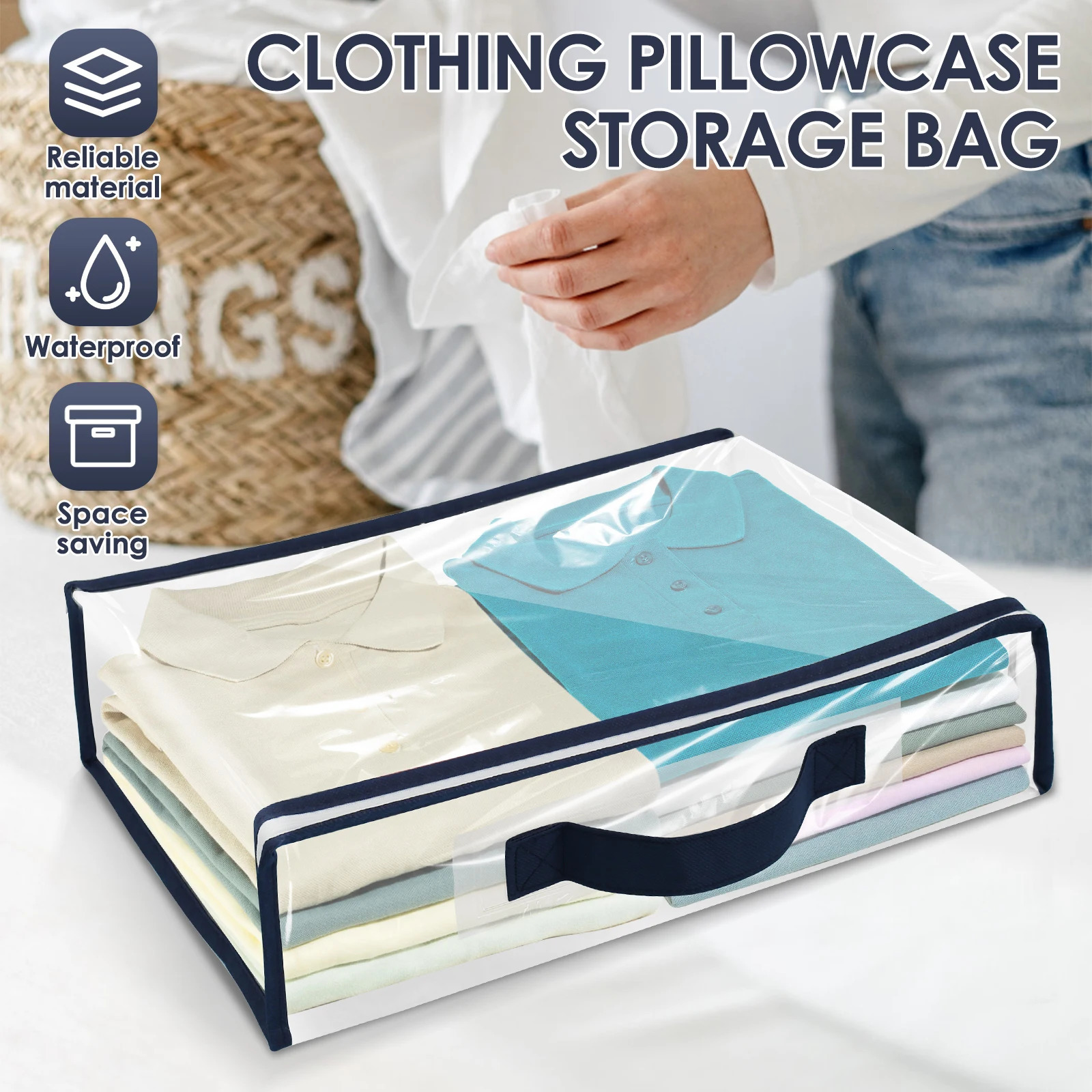 6 Packs Bed Sheet Storage Bags Quilt Clothes Blankets Packing Box Waterproof Dustproof Clear Zippered Pillow Bedding 250407