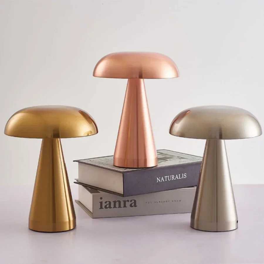 Retro LED Night Light Mushroom Touch Sensor Desk Lamp Rechargeable Reading Lights For Bedroom Restaurant Bar Decor Lighting M251114