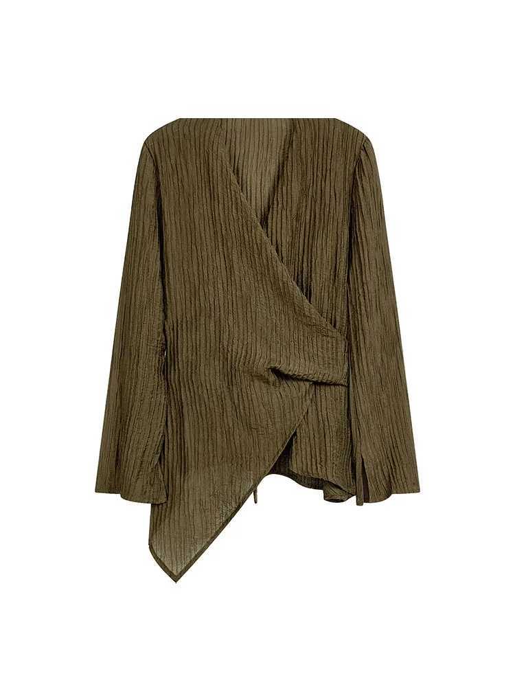 Summer womens French 90s vintage solid color set loose set 2-piece long V-neck shirt+Midi skiing newXJ250414